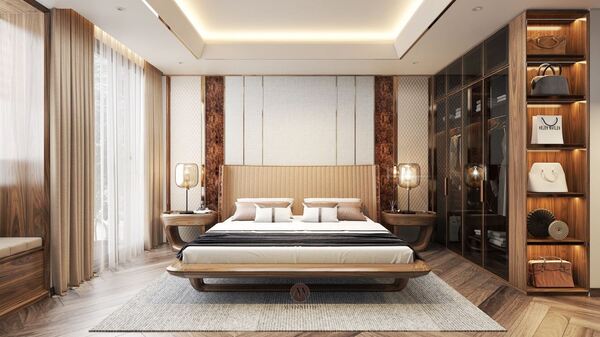 Xu hướng thiết kế phòng ngủ gỗ óc chó mới nhất