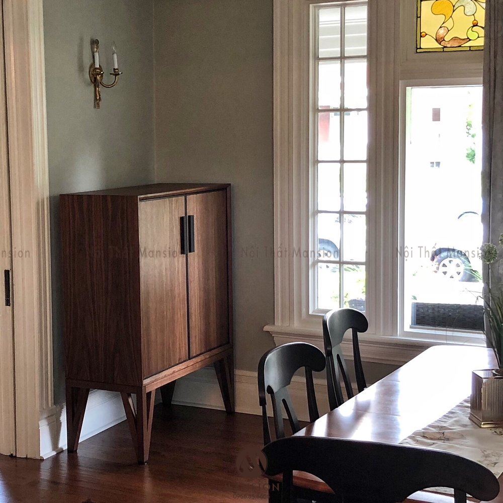 Tủ rượu gỗ óc chó kết hợp tủ bếp - Mansion