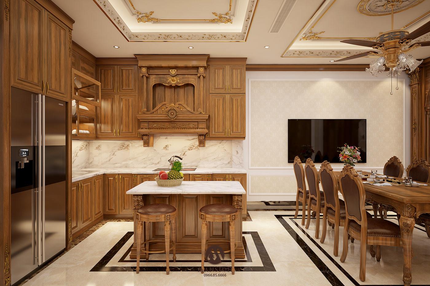 Nội thất phòng bếp gỗ óc chó - Nội thất Mansion
