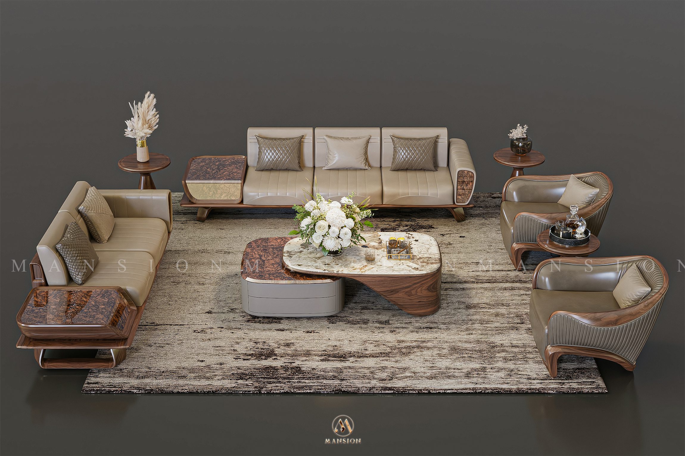 sofa gỗ óc chó m011