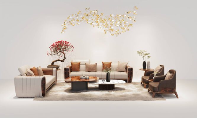 Sofa gỗ óc chó – giải pháp nâng tầm phòng khách S38-666x400