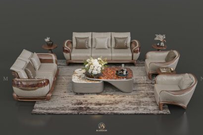 sofa gỗ óc chó m046