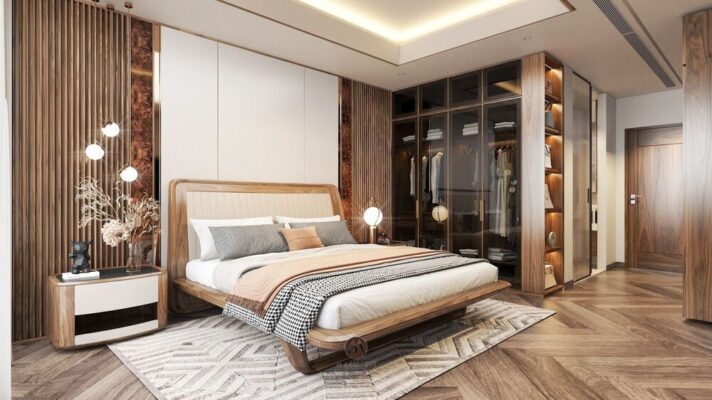 Choáng ngợp với không gian nội thất gỗ óc chó sang trọng