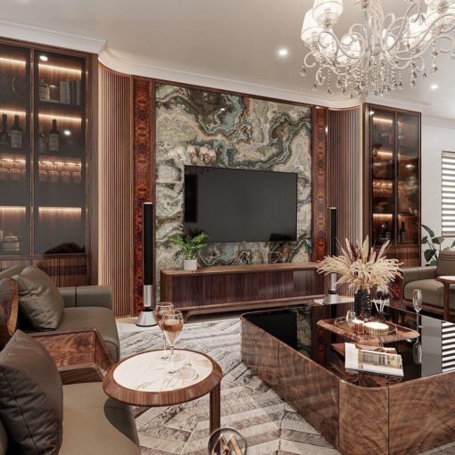 Dự án phòng làm việc nội thất gỗ óc chó