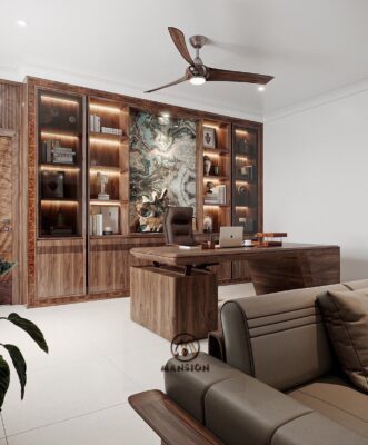 Dự án phòng làm việc nội thất gỗ óc chó
