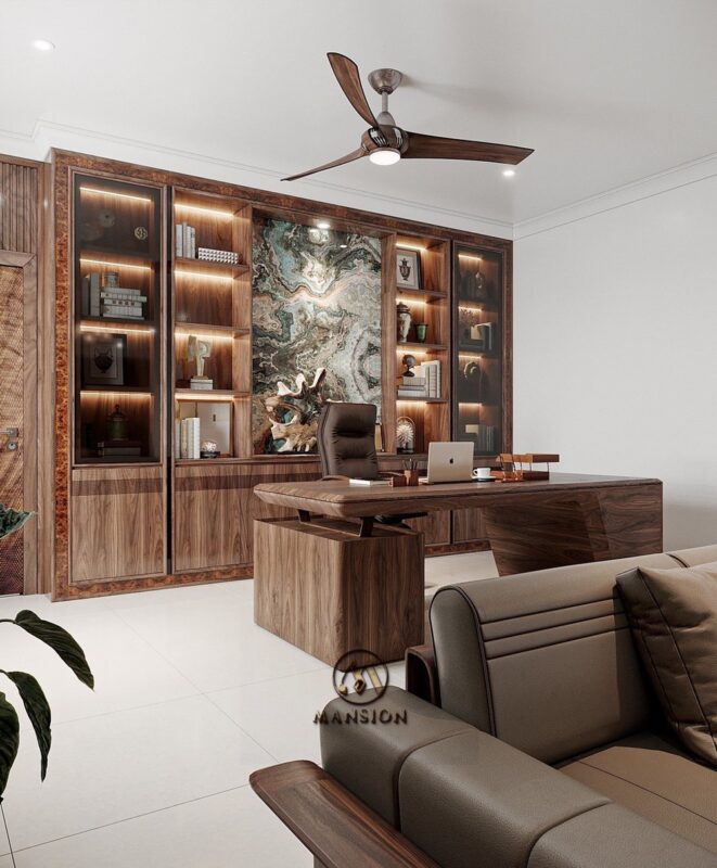 Dự án phòng làm việc nội thất gỗ óc chó