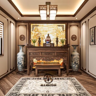 Bàn thờ gỗ óc chó BT-M007 - Mẫu chính diện