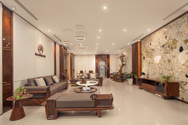 TOP phòng khách gỗ óc chó dẫn đầu xu hướng