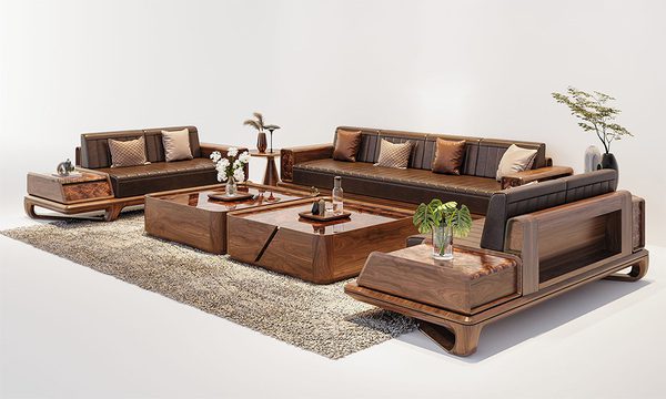 Sofa gỗ óc chó - Kích thước và kiểu dáng phổ biến