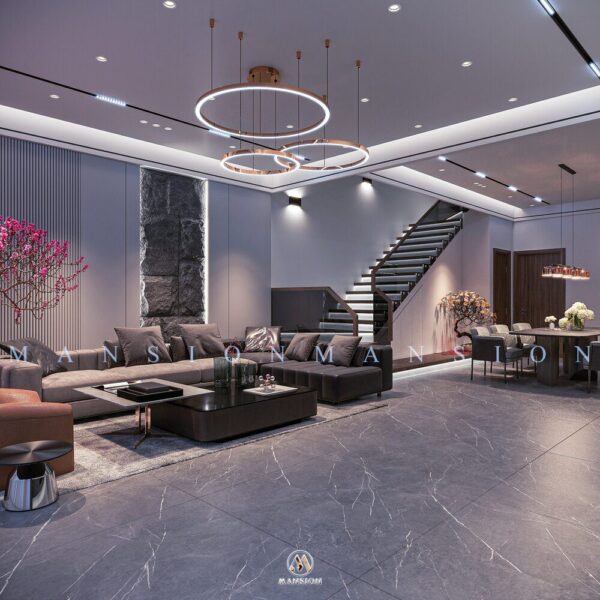 Phòng Khách Gỗ Óc Chó Sang Trọng | Thiết Kế Nội Thất Mansion