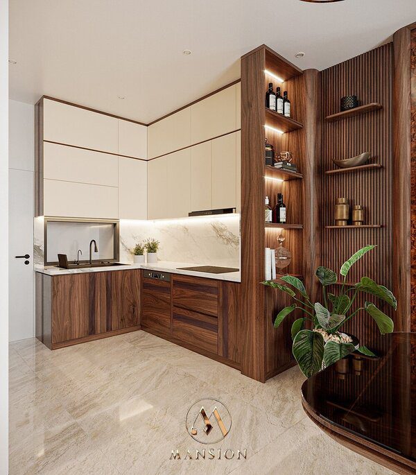 [BST] tủ bếp gỗ óc chó cao cấp