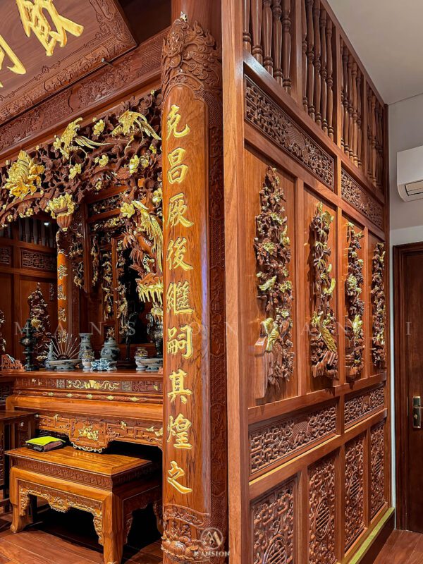 Thi công phòng thờ gỗ óc chó chuẩn phong thuỷ