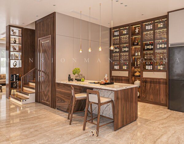 Đơn vị thiết kế thi công nội thất gỗ óc chó Mansion