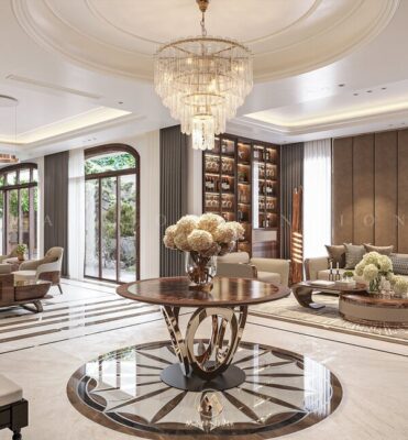 Bàn ghế phòng khách biệt thự: Cách chọn chất liệu sang trọng phù hợp