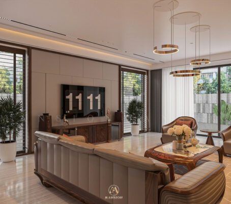 Gợi ý 10+ lựa chọn nội thất phòng khách gỗ óc chó đẹp được ưa chuộng