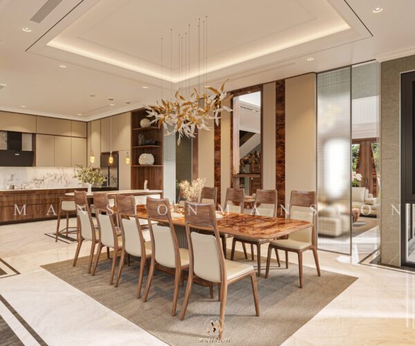 Tổng hợp phòng bếp gỗ óc chó tiện nghi