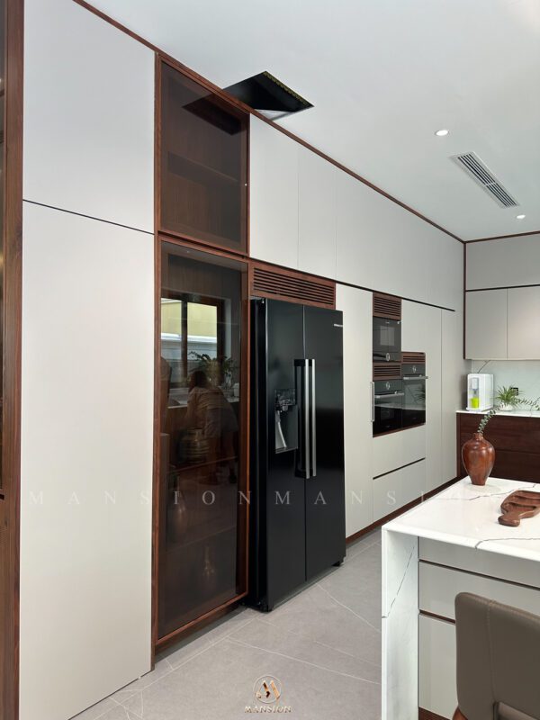 10+ Ý Tưởng Thiết Kế Phòng Bếp Gỗ Óc Chó Sang Trọng & Hiện Đại