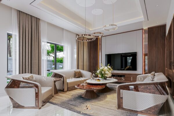 Sofa gỗ óc chó cao cấp cho phòng khách