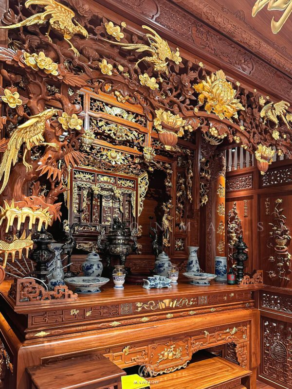 33+ Mẫu bàn thờ gỗ óc chó đẹp tốt cho phong thủy