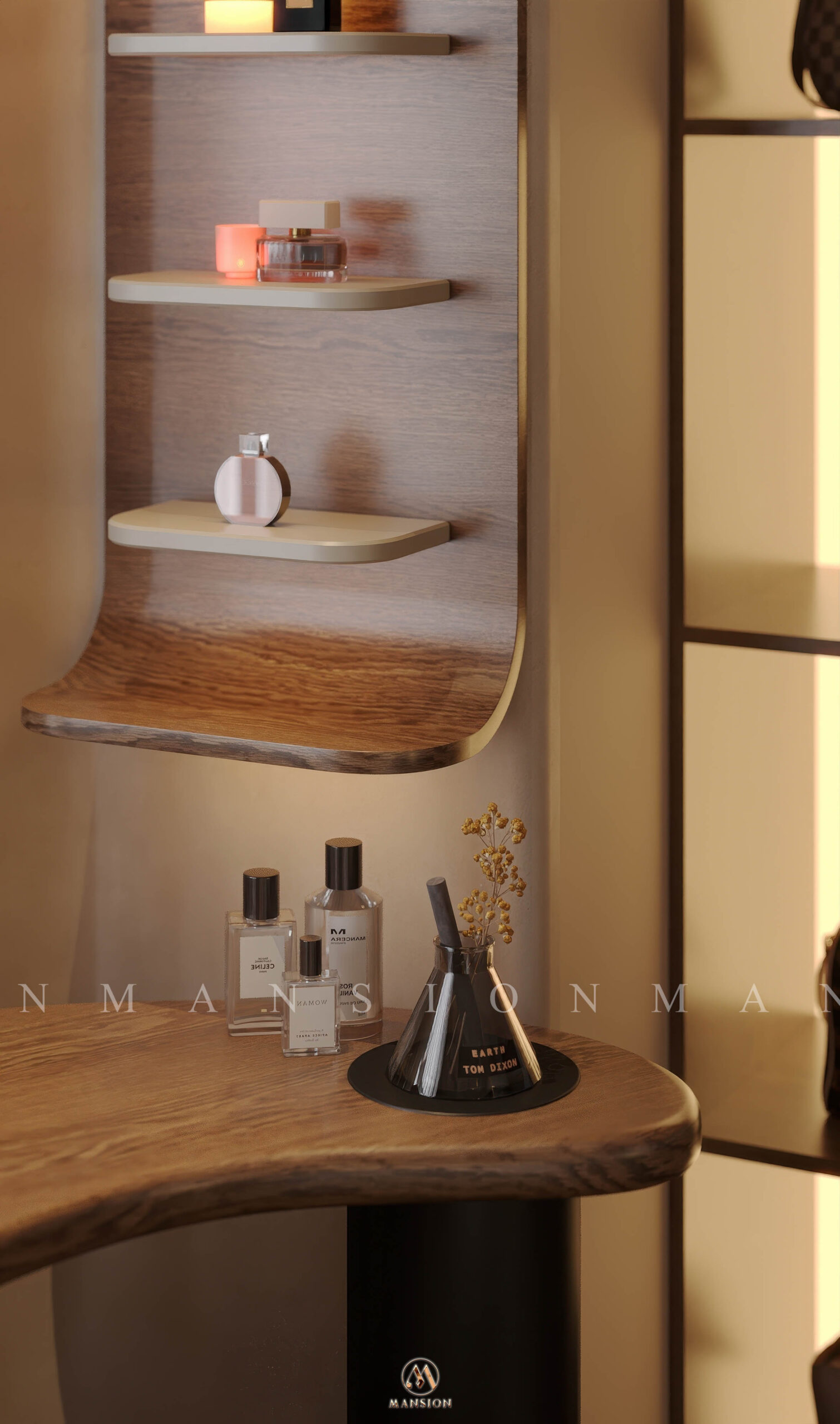 Giường gỗ óc chó vách ốp đầu giường