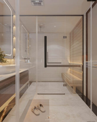 Biệt thự hiện đại 650m² - Phòng tắm master tích hợp xông hơi