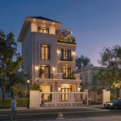 Biệt thự Neo Classic 650m² Hà Nội - Góc nhìn 2 ban đêm