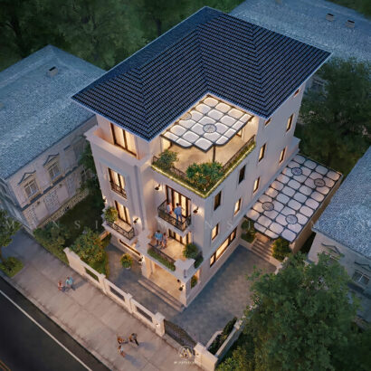 Biệt thự Neo Classic 650m² Hà Nội - Góc nhìn 3 ban đêm