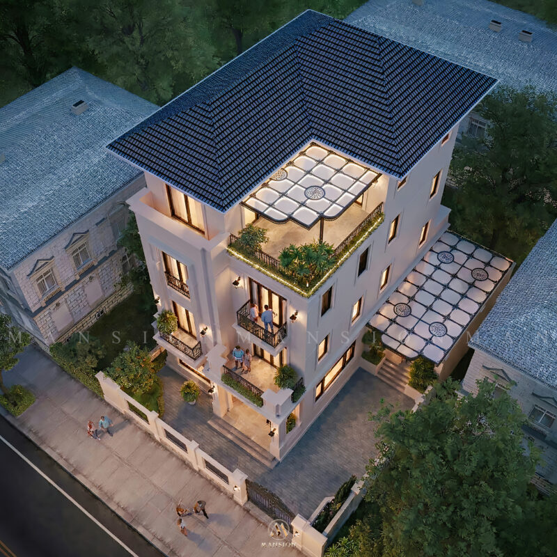 Biệt thự Neo Classic 650m² Hà Nội - Góc nhìn 3 ban đêm