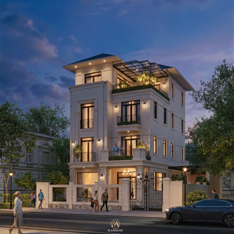 Biệt thự Neo Classic 650m² Hà Nội - Mặt tiền lung linh ban đêm