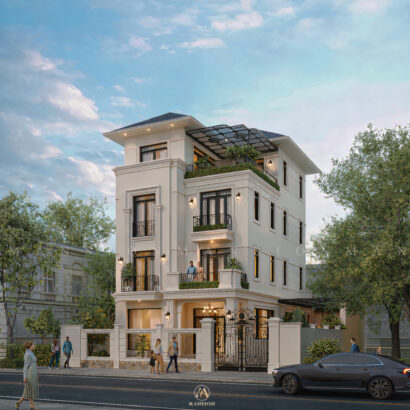 Biệt thự Neo Classic 650m² Hà Nội - Mặt tiền buổi chiều
