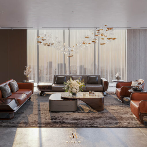 Alternative view of Sofa gỗ óc chó SF-M061 - Sofa văng + 2 armchair cam ấn tượng