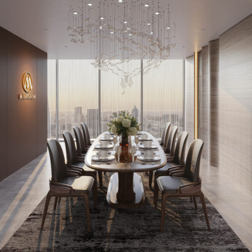 Bàn ăn gỗ óc chó BGA-M042 - 10 ghế luxury cho penthouse cao cấp - Góc 1