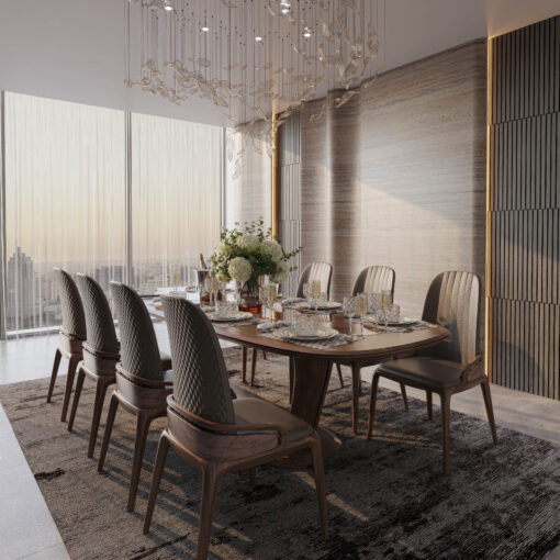 Bàn ăn gỗ óc chó BGA-M042 - 10 ghế luxury cho penthouse cao cấp - Góc 2