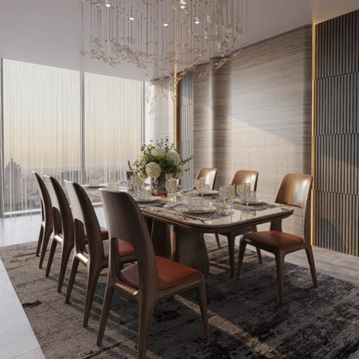 Bàn ăn gỗ óc chó BGA-M043 - 10 ghế cao cấp phong cách Modern Luxury - Góc 2