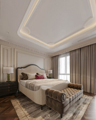 Phòng master Neo Classic gỗ sồi Mỹ tinh tế - Vinhomes Cổ Loa Mansion