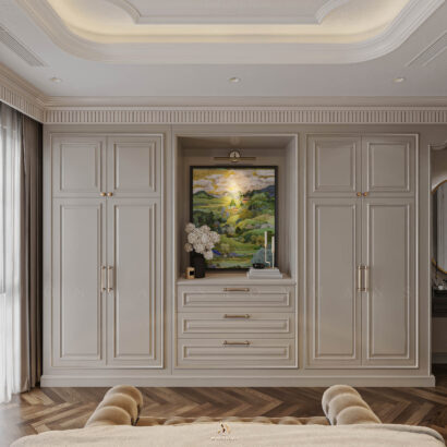 Phòng master Neo Classic gỗ sồi Mỹ tinh tế - Vinhomes Cổ Loa Mansion