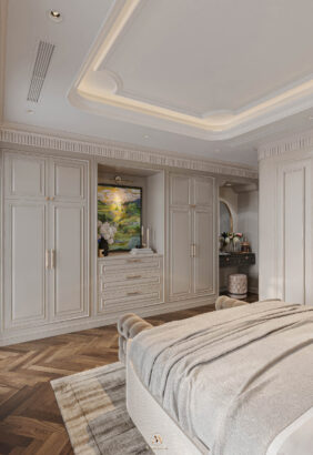 Phòng master Neo Classic gỗ sồi Mỹ tinh tế - Vinhomes Cổ Loa Mansion