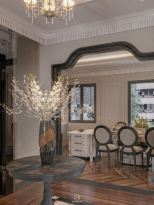 Sảnh đón Neo Classic gỗ sồi Mỹ đẳng cấp - Vinhomes Cổ Loa Mansion