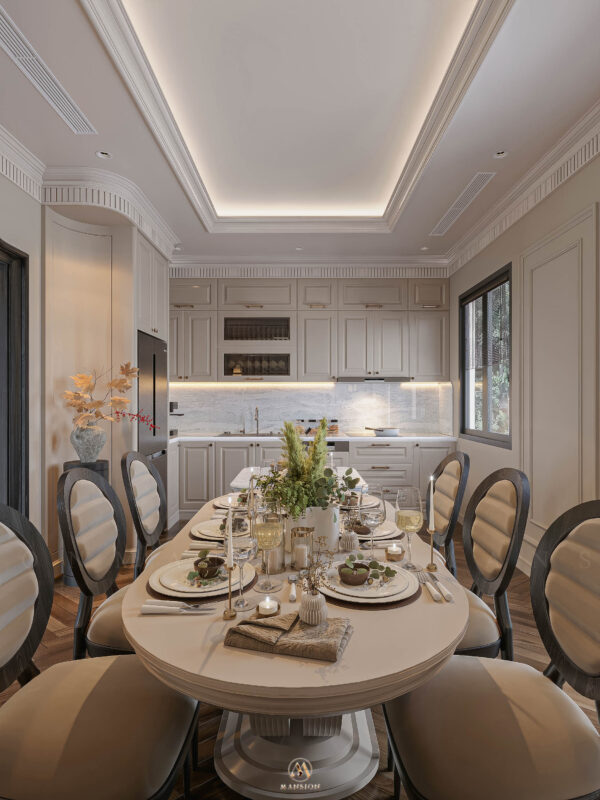 Tổng thể nội thất Neo Classic nhà liền kề Vinhomes Cổ Loa - Mansion