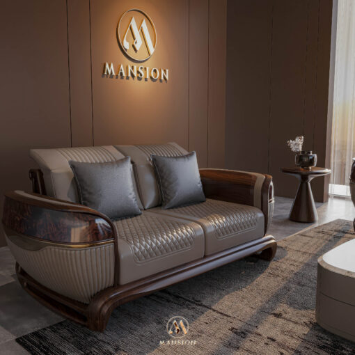 Sofa gỗ óc chó SF-M060 - Bộ sofa văng + 2 armchair luxury cho phòng khách lớn - Góc 5